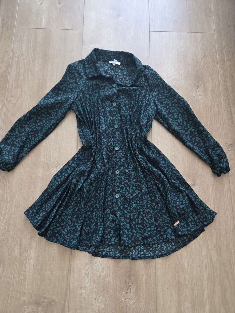 Tahari Green Floral Button-Front Casual Dress